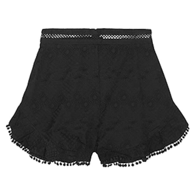 Caravan Pompom-Trimmed Broderie Anglaise Cotton Shorts