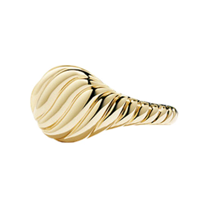 Sculpted Cable Mini Pinky Ring In 18K Gold