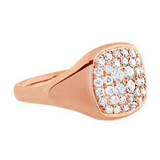 Diamond Signet Ring Rose Gold