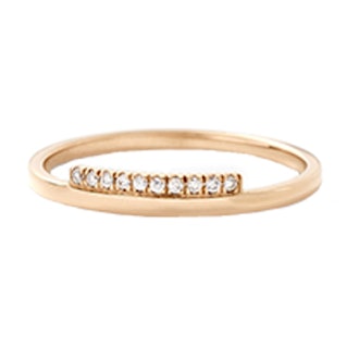 Gold Stacking Band With White Diamond Step