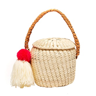 Merida Basket Woven Pom Pom Bag
