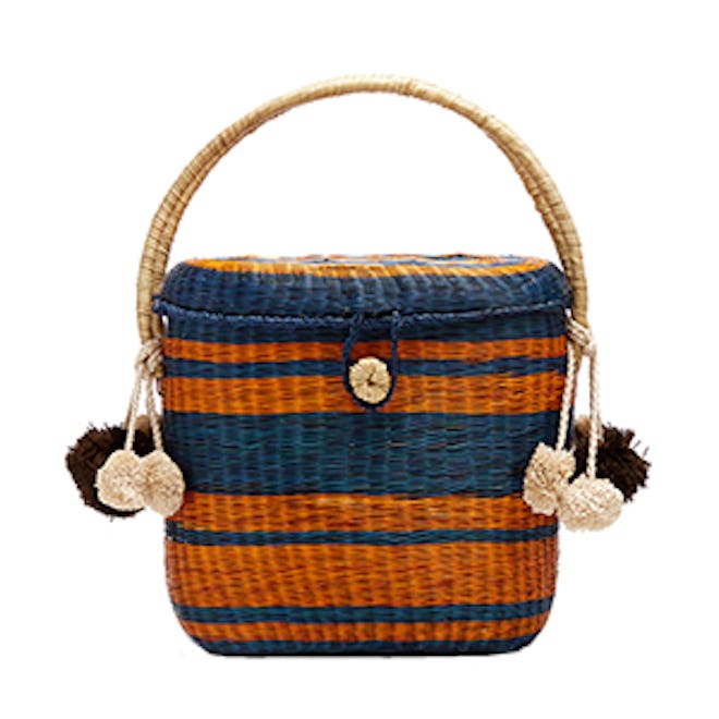Cinto Striped Wicker Basket Bag
