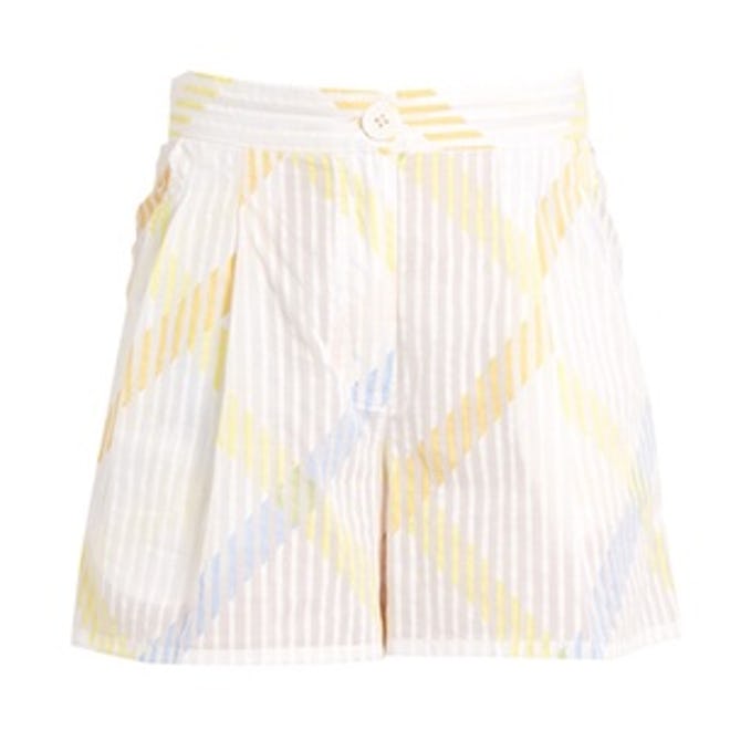 Macha Stripe-Print Cotton-Voile Shorts