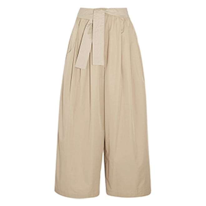 Cropped Cotton-Twill Wide-Leg Pants