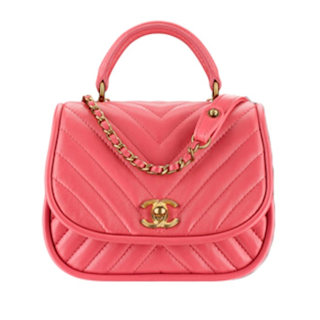 Flap Bag With Top Handle in Pink
