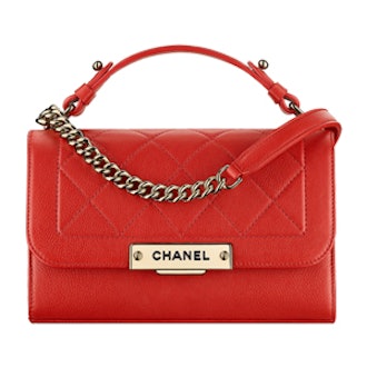 Flap Bag With Top Handle in Red