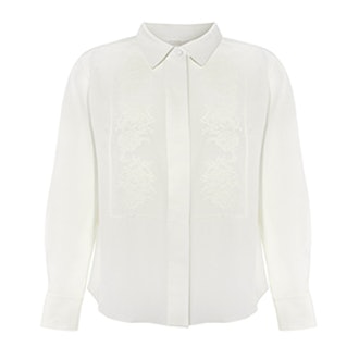 Embroidered Silk Crepe De Chine Shirt