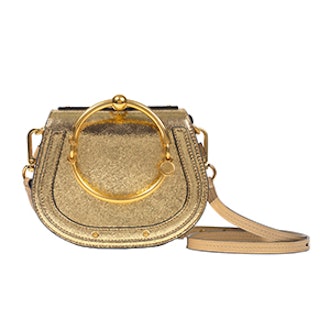 Nile Bracelet Small Metallic Leather And Suede Shoulder Bag