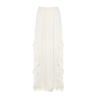 Ruffled Cotton And Silk-Blend Maxi Skirt