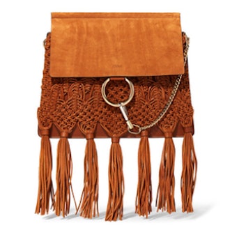 Faye Medium Braided Leather And Suede Shoulder Bag
