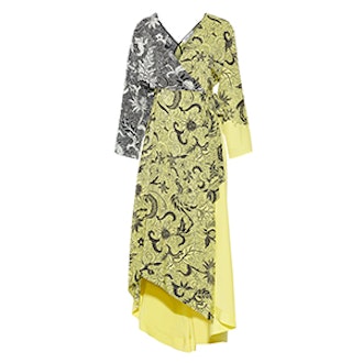 Printed Silk Crepe de Chine Wrap Dress