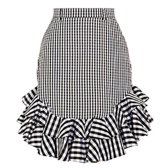 Ruffled Gingham Cotton-Poplin Mini Skirt