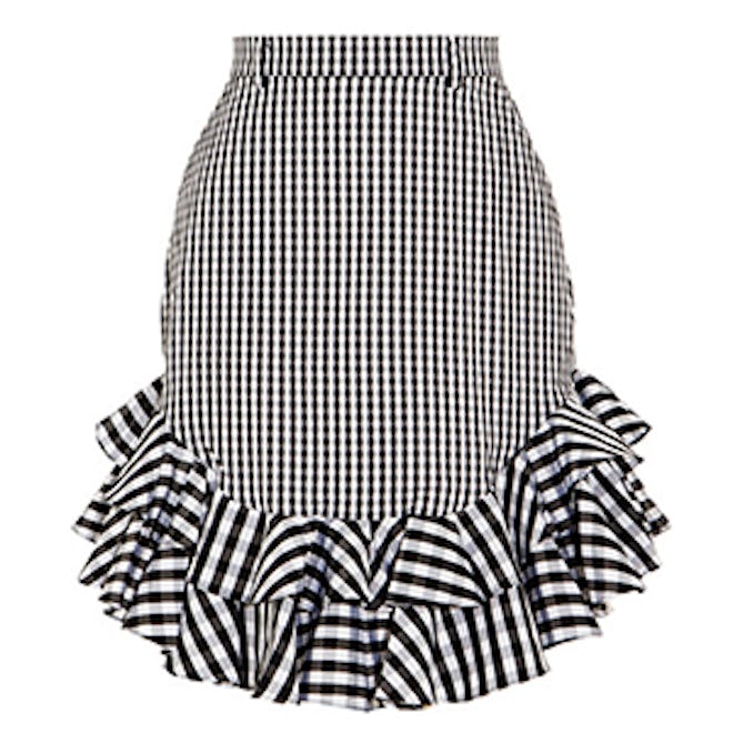 Ruffled Gingham Cotton-Poplin Mini Skirt