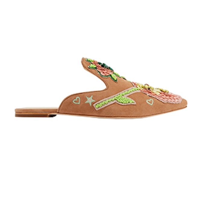 Isa Tapia Fran Embellished Suede Slippers