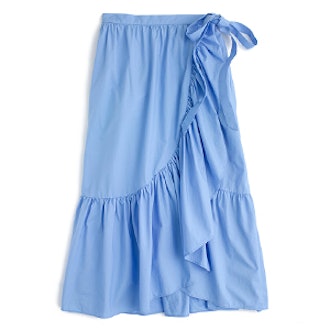 Ruffle Wrap Skirt In Cotton Poplin