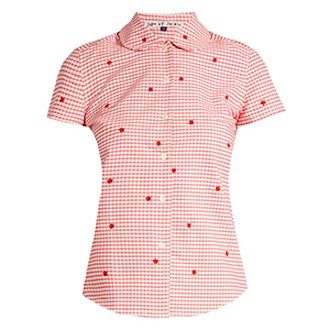 Chur Floral-Embroidered Gingham Cotton Shirt