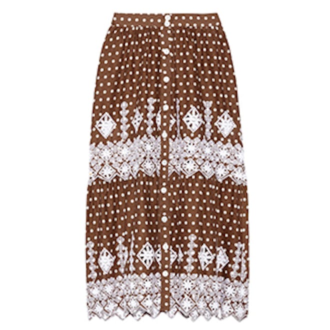 Carolina Polka-Dot Broderie Anglaise Cotton Mini Skirt