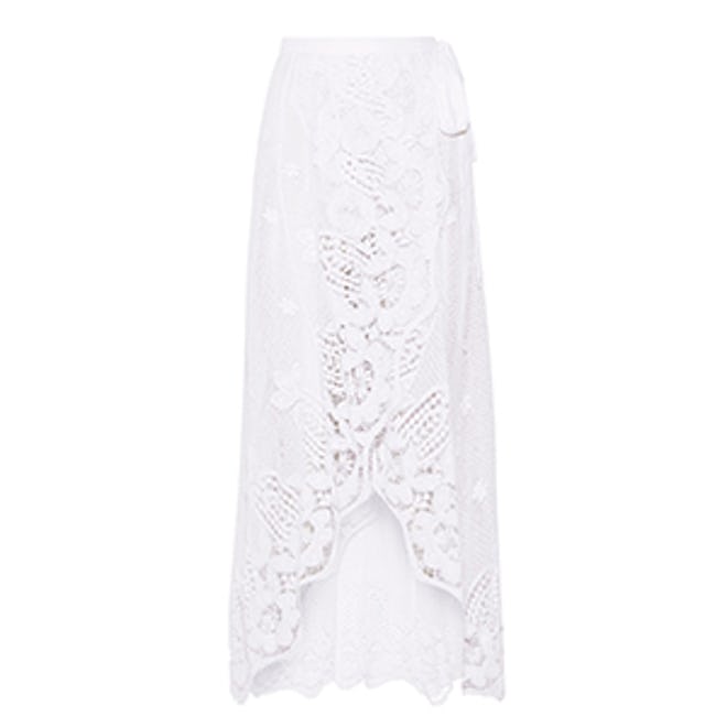 Valencia Crocheted Cotton-Lace Wrap Maxi Skirt