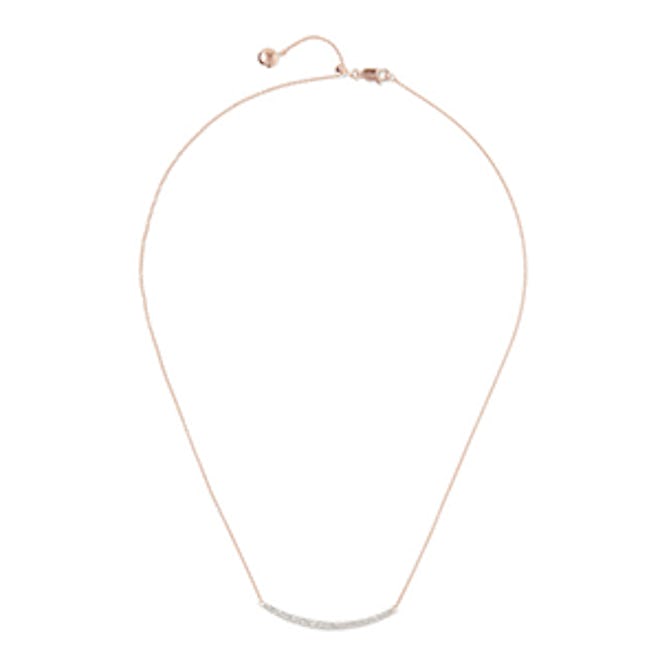 Skinny Curve Rose Gold Vermeil Diamond Necklace