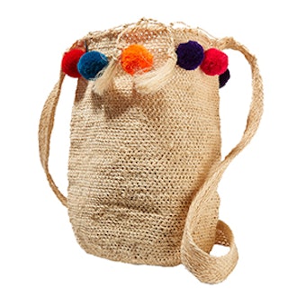 Muzungu Sisters Pompom-Embellished Woven Fique Shoulder Bag