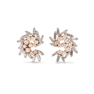 18-Karat White And Rose Gold Diamond Earrings