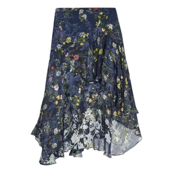 Laboni Floral-Print Devoré Silk-Blend Chiffon Midi Skirt