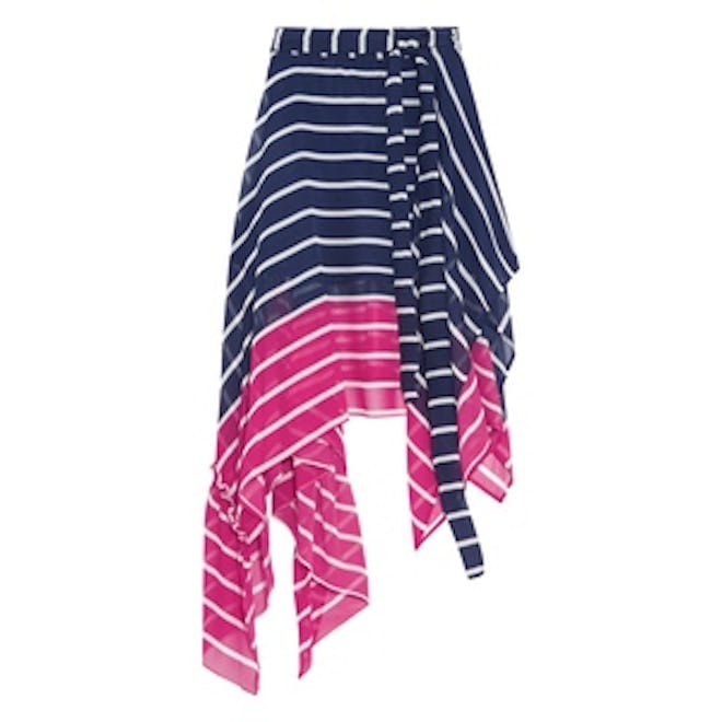 Eames Asymmetric Striped Silk-Chiffon Skirt