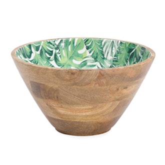Made In India Palm Leaf Teak Wood Serving Bowl