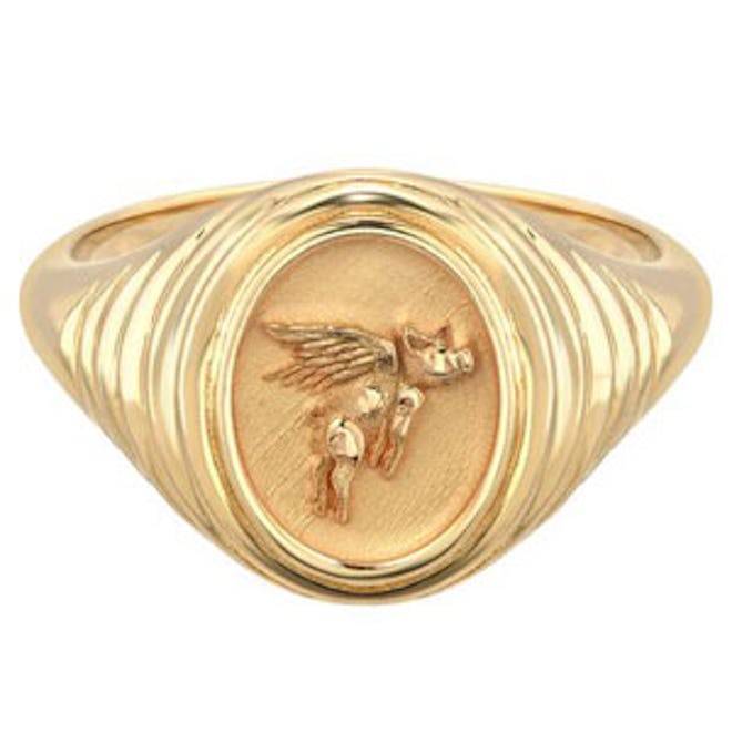 Flying Pig Tiered Fantasy Signet Ring