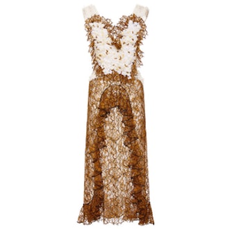 Amber Hand Embroidered Honeycomb Dress