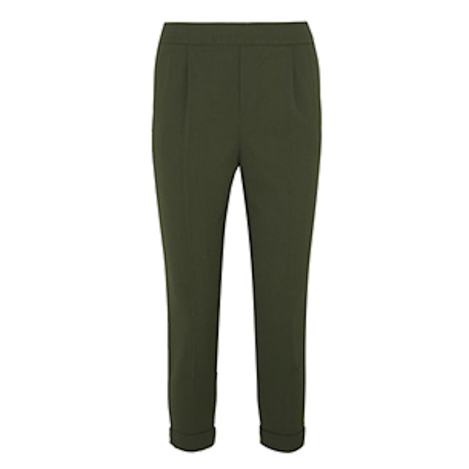 Cropped Washed Stretch-Crepe Tapered Pants