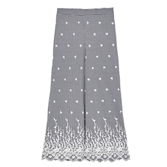 Gingham Check Trousers With Contrasting Embroidery
