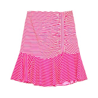 Striped Mini Skirt With Ruffle