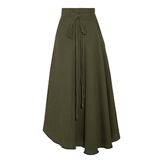 Rosehip Tencel And Linen-Blend Wrap Skirt