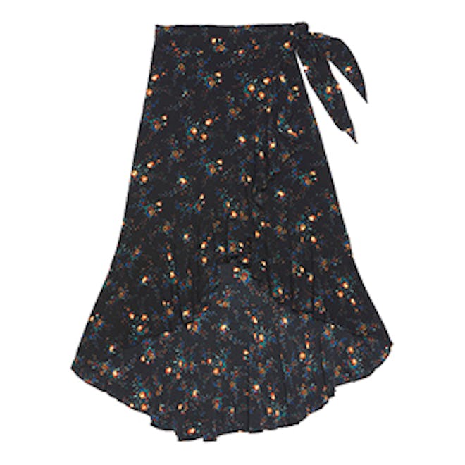 Ruffled Asymmetric Floral Skirt