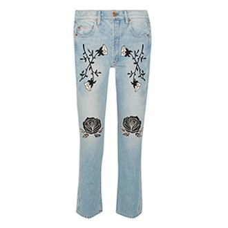 Conjure Embroidered High-Rise Straight-Leg Jeans