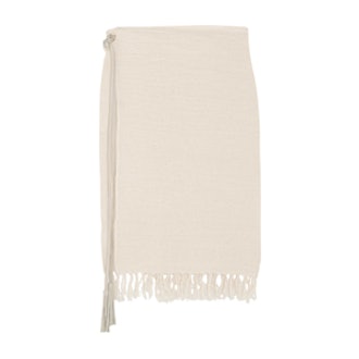 Leather-Trimmed Fringed Cotton-Gauze Skirt