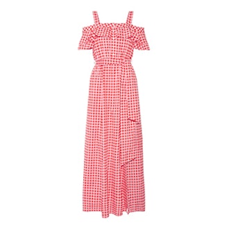Dolly Cold-Shoulder Gingham Cotton And Silk-Blend Maxi Dress