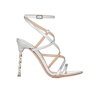 Metal-Heel Leather Sandals