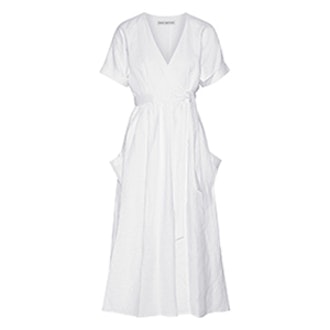 Organic Linen Wrap Midi Dress