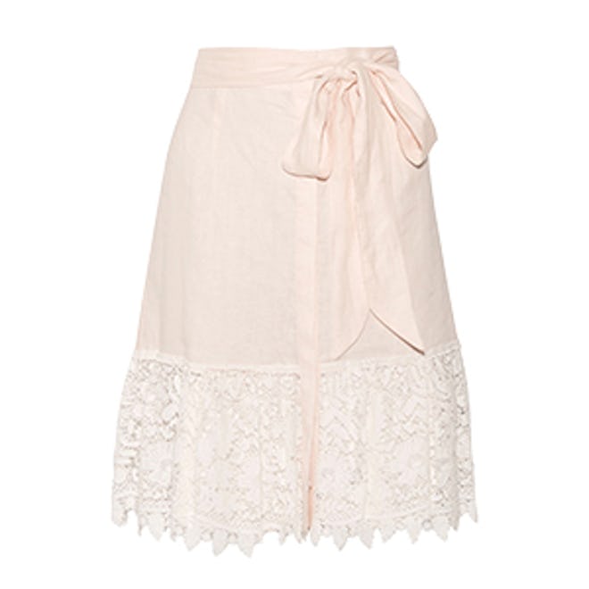 Carlene Crocheted Cotton-Lace and Linen Skirt