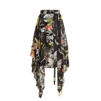 Alanis Dandelion-Print Silk-Devoré Skirt