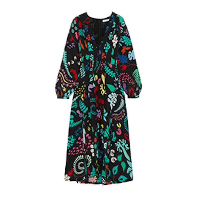 Camellia Printed Silk Midi Dress