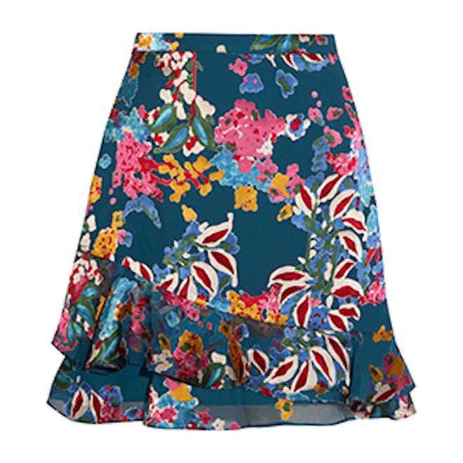 Cece Floral-Print Fil Coupé Chiffon Mini Skirt