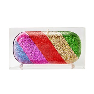 Glitter Rainbow Pill Acrylic Clutch