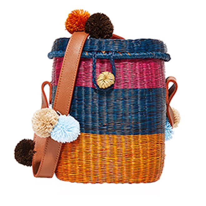 Flores Striped Wicker Shoulder Bag