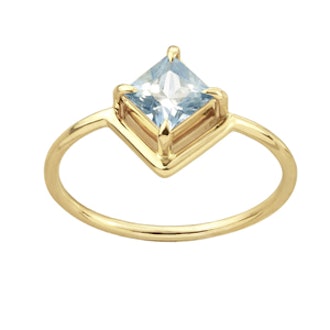 One Of A Kind Nestled Princess Cut Light Blue Sapphire Ring