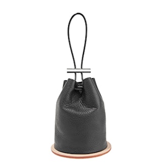Disc Textured-Leather Bucket Bag