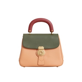 The Medium DK88 Top Handle Bag in Pale Clementine/Moss Green