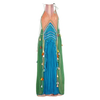 Chloe Tasseled Ruffled Silk­-Crepon Gown